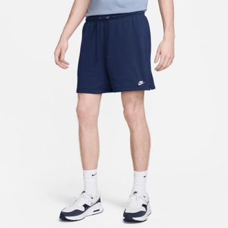 Nike Mens Club French Terry Flow Shorts In Midnight Navy/white