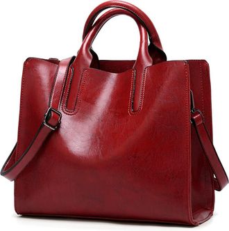 Generic Vegan Leather Satchel Handbags for Women Tote Top Handle Crossbody Bag Fashion Shoulder Bag Ladies Large Purses (Red)