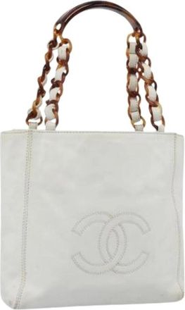 Chanel Pre-owned Vintage Tote Bag - Dames - Vintage Shopper - Wit - ONE Size - Leer - Vintage
