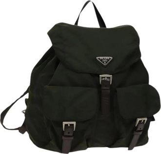 Prada Pre-owned Nylon Rugzak - Dames - Vintage Rugzakken - Groen - ONE Size - Nylon - Vintage