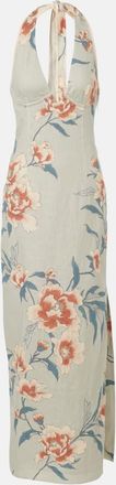 Sir. Abito lungo in lino con stampa floreale