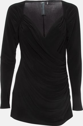 Norma Kamali Black Lycra Sweetheart Side Drape Top