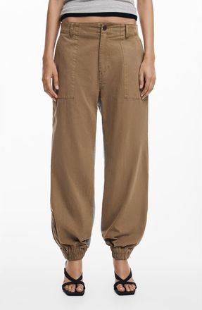 Desigual Knit & Woven Joggers in Camel at Nordstrom, Size Medium