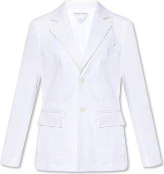 Bottega Veneta Katoenen Blazer met Shirtkraag - Dames - Blazers - Wit - S - Katoen - Jassen