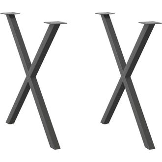vidaXL Vidaxl - Patas Para Mesa De Comedor En Forma De X (2 Unidades), Antracita, 70 X (72-73) Cm, Acero