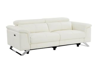 Vente-Unique Sof&aacute; de 3 plazas relax el&eacute;ctrico de piel de becerro blanco BREYT II