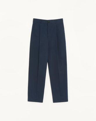 Valentino Pantalone Valentino in gabardina di cotone con ricamo VLogo Uomo NAVY 44