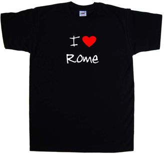 Tee Tree Designs I Love Heart Rome Black T-Shirt (White Print)-Large