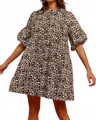 Bibi Denim Back Contrast Tie Detail Mini Dress In Leopard