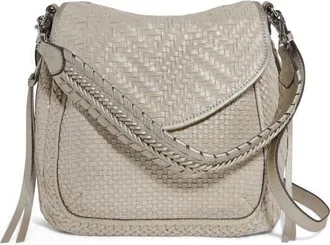 Aim&eacute;e All For Love Novelty Convertible Leather Shoulder Bag in Woven Metallic Sand at Nordstrom