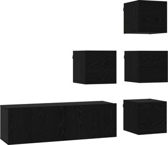 vidaXL Conjunto De Mueble De Tv 5 Uds. Roble Negro Vidaxl