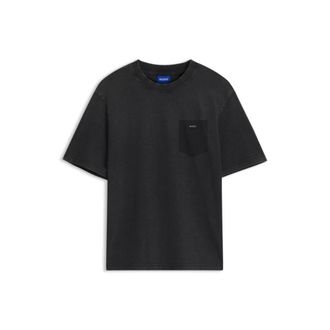 HUGO BOSS Regular-fit T-shirt in washed cotton with logo badge