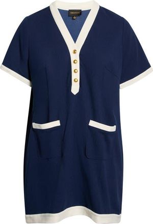 Sugarlips Durmela Contrast Shift Minidress in Navy-Cream at Nordstrom, Size 1X