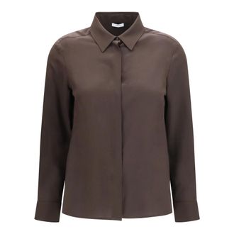 Lardini Zijden Blouse - Dames - Blouses & Shirts - Bruin - Maat: XL Zijde