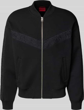HUGO BOSS Oversized Sweatjacke aus Baumwoll-Mix Modell DROMZIP in Black, Gr&ouml;&szlig;e XXL