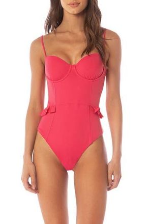 Maaji Bree Ruffle Reversible One-Piece Swimsuit in Red at Nordstrom Rack, Size Medium
