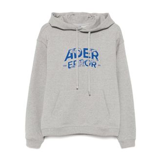 Ader Error Hoodies, male, Gray, Size: XL Embroidered Logo Hoodie