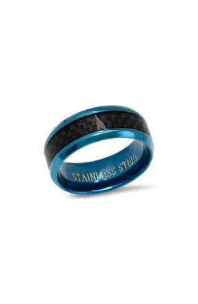 Steeltime Mens Ion Plated Stainless Steel Band Ring in Black/blue at Nordstrom Rack, Size 12