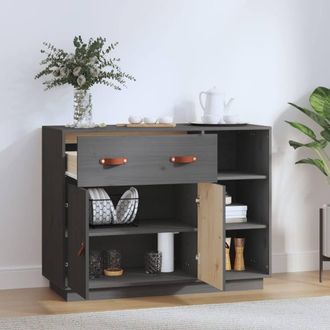 Berkfield Home Sideboard Grey 98.5x40x75 cm Solid Wood Pine