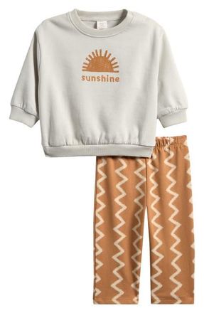 Next Sunshine Sweatshirt & Print Pants Set in Orange Multi at Nordstrom, Size 9-12M