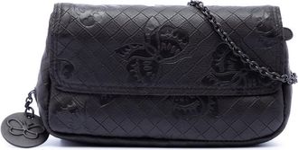 Bottega Veneta Pre-owned Bottega Veneta Small Calfskin Intrecciomirage Embossed Butterfly Chain Crossbody Ladies YBX9UZXVED8YM092