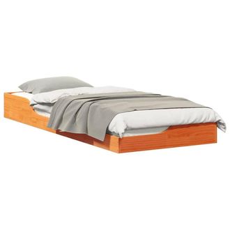 Berkfield Home Modern Floor Bed Frame Wax brown 100 x 220 cm Solid pine wood