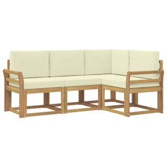 vidaXL Conjunto De Sof&aacute;s De Exterior Con Coj&iacute;n 4 Pcs Blanco Y Crema Vidaxl