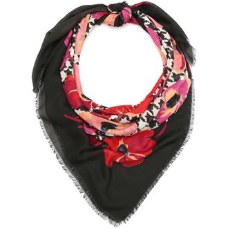 Kate Spade New York houndstooth poppies modal square scarf in Black/Cream at Nordstrom Rack