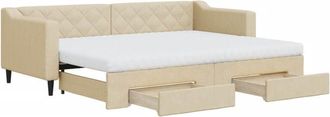 vidaXL Vidaxl - Sof&aacute; Cama Nido Con Cajones Tela Color Crema 80x200 Cm