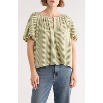 Max Studio End On End Top in Green Stripe at Nordstrom Rack, Size X-Small