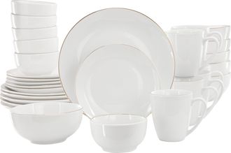 Gibson Home Ogalla 30 Piece Gold Banded Fine Ceramic Dinnerware Set
