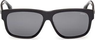 BMW 59mm Sunglasses in Shiny Black /Smoke Polarized at Nordstrom Rack