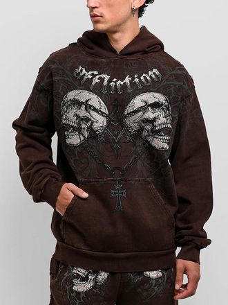 Affliction Collapse Felpa con Cappuccio marrone