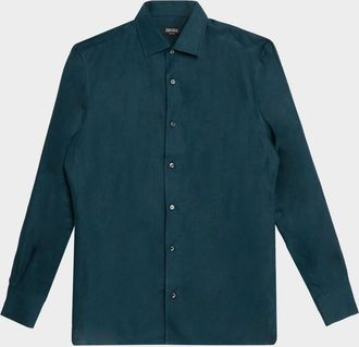 Ermenegildo Zegna Mens Oasi Lino Linen Button-Down Shirt