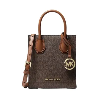 Michael Kors Handbags, female, Brown, Size: ONE SIZE Mercer Extra Small Logo and Leather Crossbody Bag