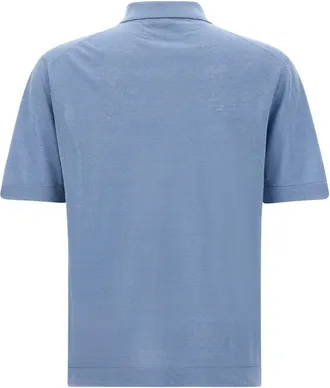 Zanone Linen Blend Knit Shirt - Blue