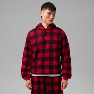 Nike Jordan Mens Jordan Brooklyn Brushed Fleece Pullover Hoodie in Red | IM9822-687