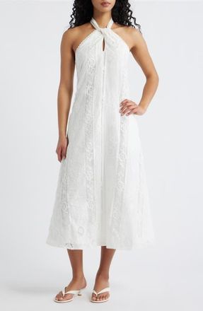 Line & Dot Pienza Halter Maxi Dress in White at Nordstrom, Size X-Small Regular
