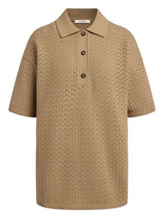 12 Storeez open-knit polo top - women - Cotton - S - Neutrals