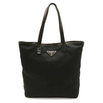 Prada Black Nero Nylon Leather Shoulder Bag Tote Bag (Pre-Owned)