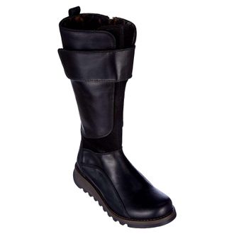 FLY London STUN814FLY Rug Oiled Suede Womens Calf Length Boots - Black - Size:UK 4