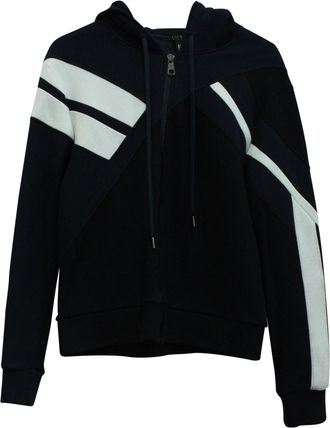 Neil Barrett Geometric Print Zip Up Hooded Jacket in Black Lyocell