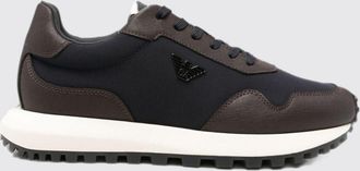 Emporio Armani Sneakers low top in nylon e pelle con monogram e logo Eagle