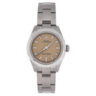 Rolex Oyster Perpetual Beige Automatic Watch Stainless Steel 28 in Metallic Silver at Nordstrom