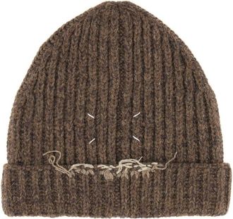 Maison Margiela Brown Knitted Beanie Hat