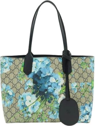 Gucci Pre-owned Tote Bags, female, Beige, Size: ONE SIZE Pre-owned GG Blooms GG Supreme Coated Canvas Tote Bag