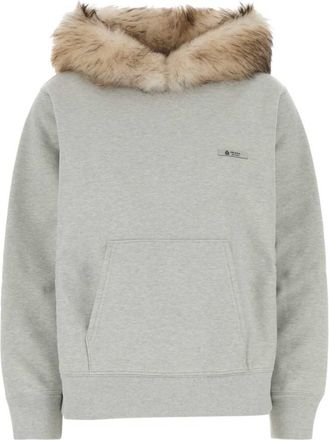 Prada Grey Solid Hood Sweatshirt