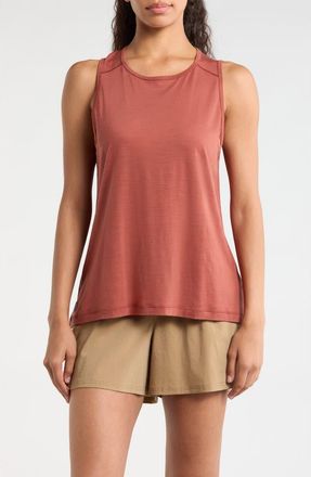 Smartwool Ultralite High Neck Merino Wool Blend Tank in Burnt Sienna at Nordstrom, Size X-Small