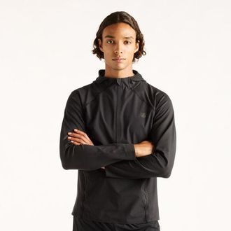 New Balance Uomo Reflective Run Hoodie in Nero, Maglia di Poliestere, Taglia XL