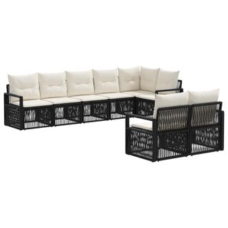 vidaXL Conjunto De Sof&aacute;s De Jard&iacute;n 8 Pcs Negro Rat&aacute;n Sint&eacute;tico Vidaxl